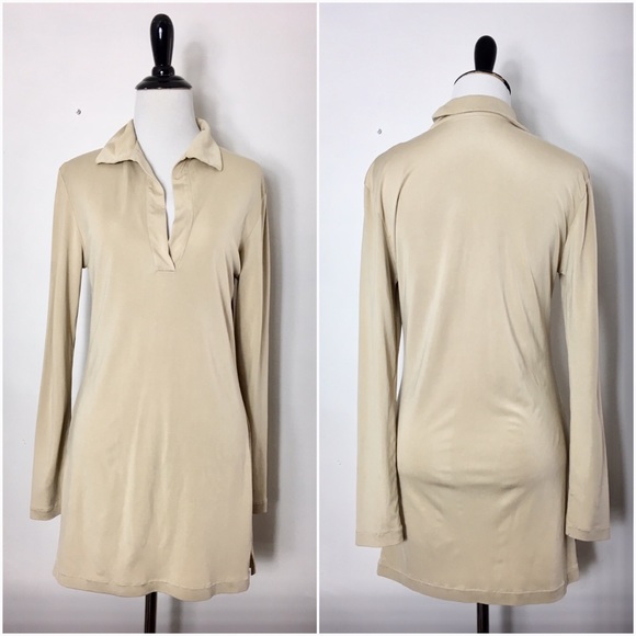 Equipment Tops - Equipment Long Sleeve Beige 100% Silk T-Shirt Equipment Tops - Equipment Long Sleeve Beige 100% Silk T-Shirt